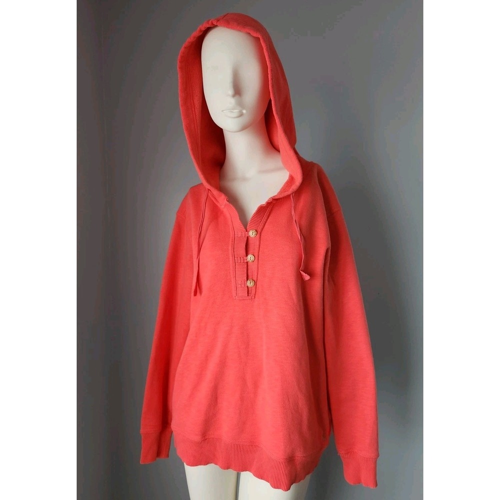 Eddie Bauer Outdoors Hoodie Sweatshirt Bright Pink Coral Beachy Cover Up Medium